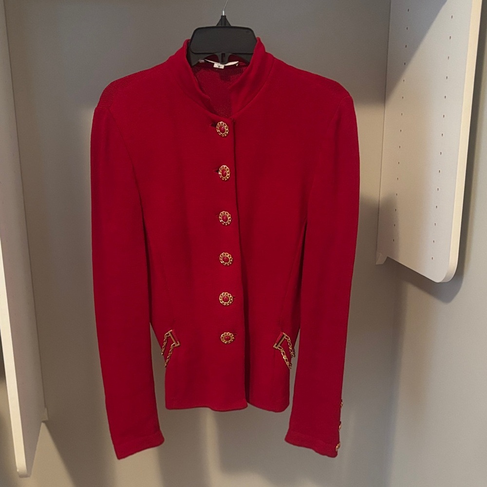 St. John Collection Red Blazer with Gold Accents